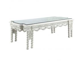 Vanaheim Leg Dining Table in Antique White Finish