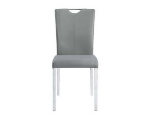 Pagan Set of 2 Sides Chairs in Gray PU and Chrome Finish