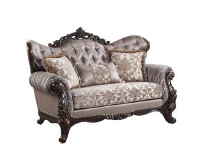 Benbek Loveseat with 3 Pillows in Antique Oak Finish