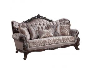 Benbek Sofa with 5 Pillows in Antique Oak Finish