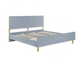 Gaines Eastern King Panel Bed in High Gloss Gray Finish