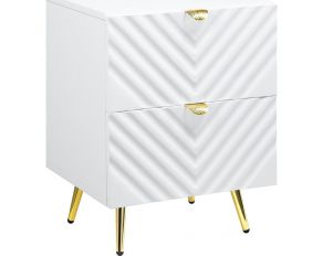 Gaines 2 Drawer Nightstand in High Gloss White Finish