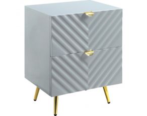 Gaines 2 Drawer Nightstand in High Gloss Gray Finish