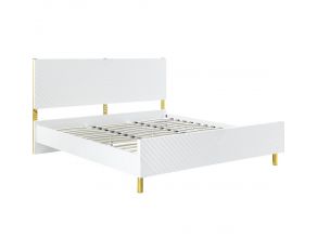 Gaines Queen Panel Bed in High Gloss White Finish