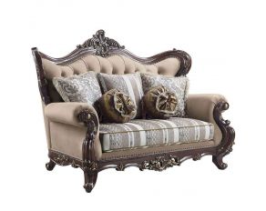 Ragnar Loveseat with 5 Pillows in Light Brown and Cherry