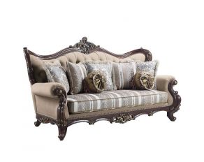 Ragnar Sofa with 7 Pillows in Light Brown and Cherry