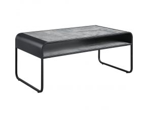 Raziela Coffee Table in Concrete Gray and Black Finish