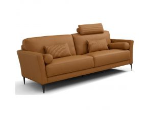 Tussio Sofa with 5 Pillows in Saddle Tan