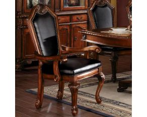 Chateau De Ville Set of 2 Arm Chairs in Black PU and Cherry