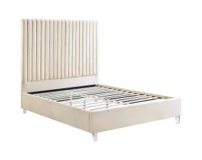 Edzia Eastern King Upholstered Bed in Beige Finish