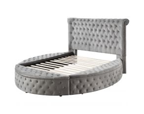 Gaiva Eastern King Upholstered Bed with Storage in Gray Finish