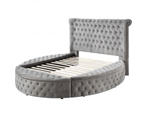 Gaiva Queen Upholstered Bed with Storage in Gray Finish