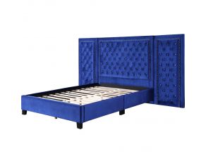 Damazy Eastern King Upholstered Bed in Blue Finish