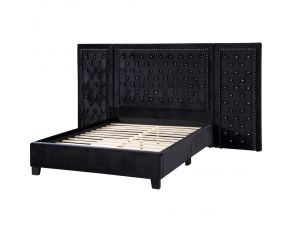 Damazy Eastern King Upholstered Bed in Black Finish