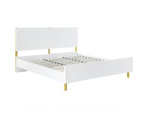 Gaines Eastern King Panel Bed in High Gloss White Finish