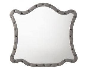 Perine Mirror in Gray Velvet