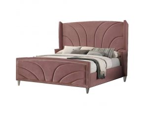 Salonia Eastern King Upholstered Bed in Pink Finish