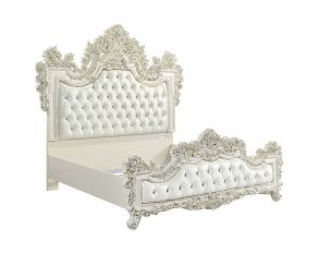 Adara Eastern King Panel Bed in Antique White Finish