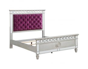 Varian Full Panel Bed in Burgundy and Silver Finish