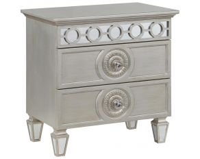 Varian 2-Drawer Nightstand in Silver Finish