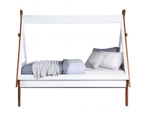 Loreen Twin Bed in Oak and White Finish