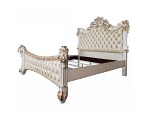 Vendom Eastern King Upholstered Bed in Antique Pearl Finish