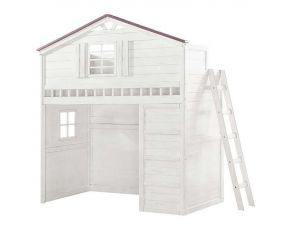 Tree House Twin Loft Bed in White and Pink Finish