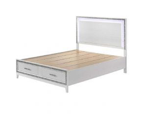 Haiden Queen Storage Bed with LED in White Finish