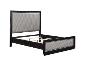 Nicola Queen Panel Bed in Silver and Black Finish