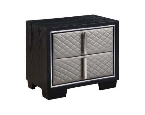 Nicola 2-Drawer Nightstand in Silver and Black Finish