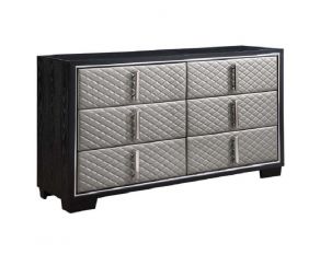 Nicola 6-Drawer Dresser in Silver and Black Finish