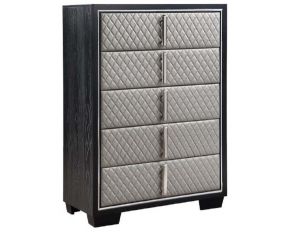 Nicola 5-Drawer Chest in Silver and Black Finish