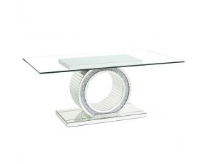 Noralie Rectangular Dining Table with Open Circle Base in Mirrored Finish