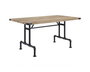 Edina Rectangular Dining Table in Oak and Sandy Black Finish