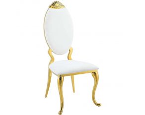 Fallon Set of 2 Side Chairs in White and Mirrored Gold Finish