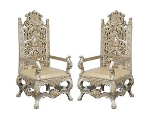 Danae Set of 2 Dining Arm Chairs in Champagne and Gold Finish