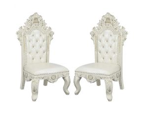 Adara Set of 2 Side Chairs in Antique White Finish