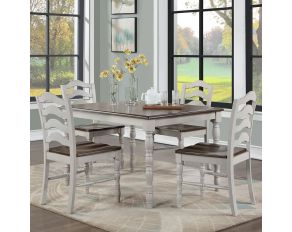 Bettina 5-Piece Dining Set in Antique White and Weathered Oak Finish