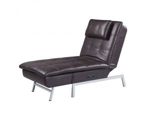 Padilla Chaise Lounge with Pillow and USB Port in Brown Finish