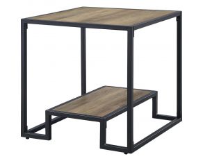 Idella End Table in Rustic Oak and Black Finish