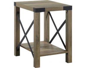 Abiram End Table in Rustic Oak Finish