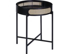 Colson Round End Table in Black Finish