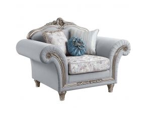 Pelumi Chair with 3 Pillows in Light Gray and Platinum Finish