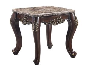 Ragnar End Table with Marble Top in Cherry Finish