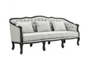 Samael Sofa with 3 Pillows in Gray and Dark Brown Finish