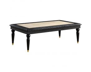 Tayden Coffee Table with Marble Top in Black Finish