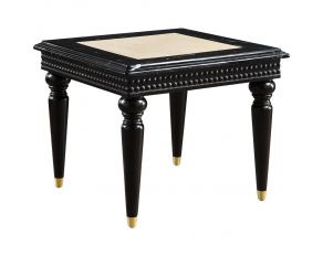 Tayden End Table with Marble Top in Black Finish