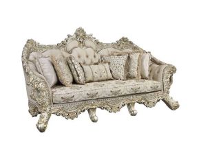 Danae Sofa with 7 Pillows in Champagne and Gold Finish