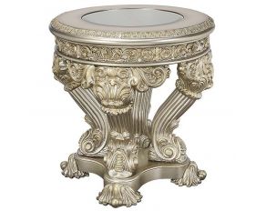 Danae Round End Table in Champagne and Gold Finish