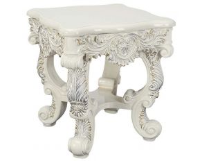 Adara Square End Table in Antique White Finish